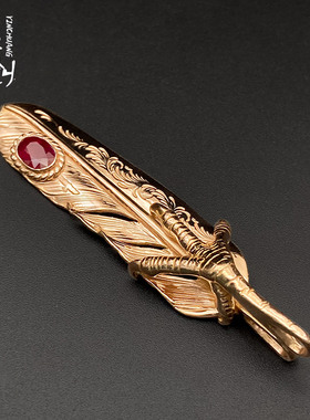 玫瑰金鹰爪唐草飞行羽毛吊坠