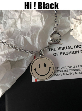 国潮网红男女同款旋转笑脸项链