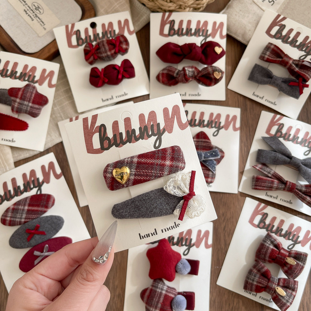 韩系女高学院风布艺蝴蝶结星星发夹发卡甜美侧边感刘海夹,淘宝优惠券,粉丝福利购,淘宝优惠卷