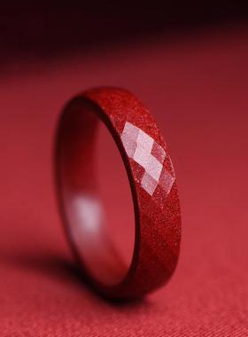真品文创朱砂戒指女款偏财指环