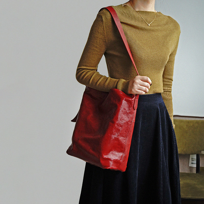 禾二HIR头层油蜡水晶植鞣牛皮水桶复古单肩斜挎大容量托特包婚包,淘宝优惠券,粉丝福利购,淘宝优惠卷