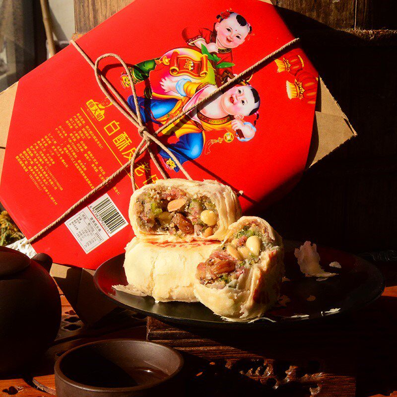 师大姐白酥皮青红丝五仁老式手工月饼传统点心12枚/750克中秋礼盒