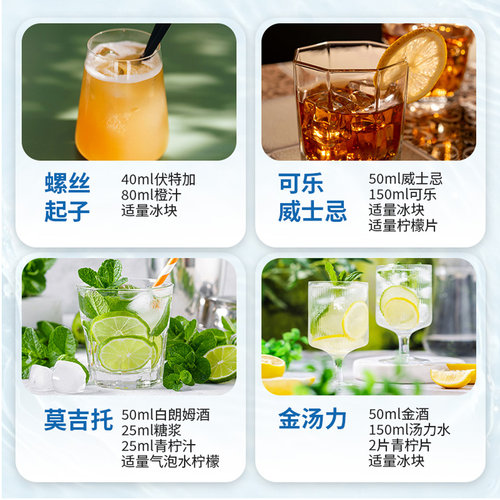 洋酒组合调酒基酒套装威士忌伏特加朗姆酒金酒蓝橙力娇酒鸡尾酒 - 图1