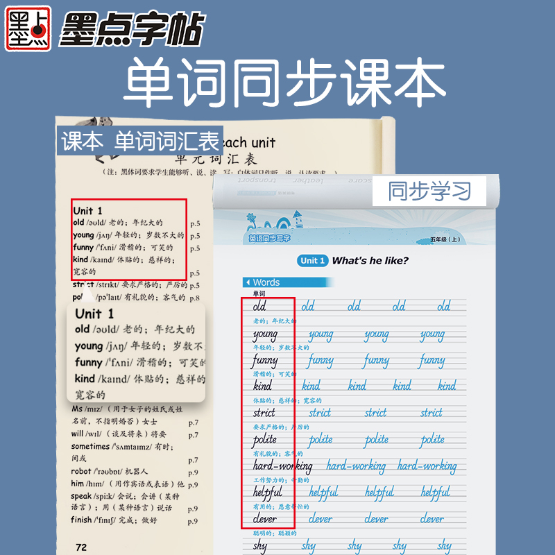 五年级上册字帖英语课本同步练习写字人教版PEP暑假作业墨点英语字帖意大利斜体小学儿童练字专项训练小学生五年级英语练字帖 - 图3