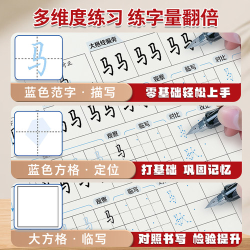 墨点字帖正楷起步一点通楷书字帖成人练字硬笔书法临摹练字帖大学生初学者入门基础教程正楷控笔训练诗词常用字钢笔练字本初高中生 - 图2