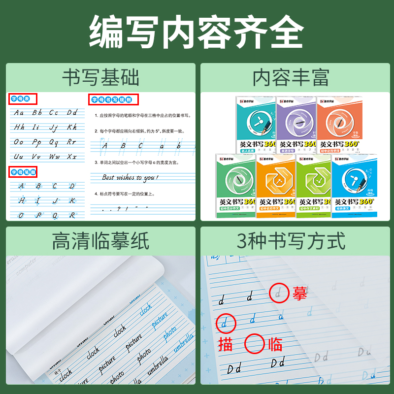 初中英语字帖练字中学生意大利斜体练字帖墨点初中生英语同步写字练习册七年级八年级上册外研人教版单词硬笔书法练字本英文字帖 - 图1