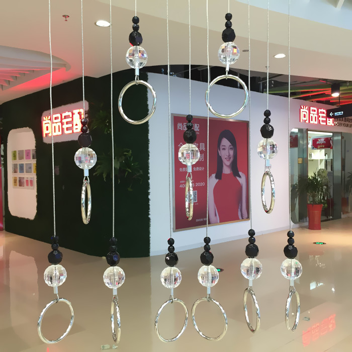 服装店橱窗 装修用品 钢丝吊挂衣架 上墙展示架 水晶吊环吊钩吊挂 - 图1