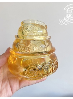 【黄水晶聚宝盆】水晶聚宝盆招财居家装饰摆件 聚财