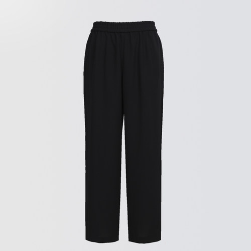 美尔雅女装松紧腰休闲裤 薄款宽松直筒舒适雪纺九分裤116-1 - 图0