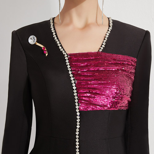 创意狐晚礼服高端轻奢小众宴会主持人气质小礼裙演出服修身连衣裙 - 图2