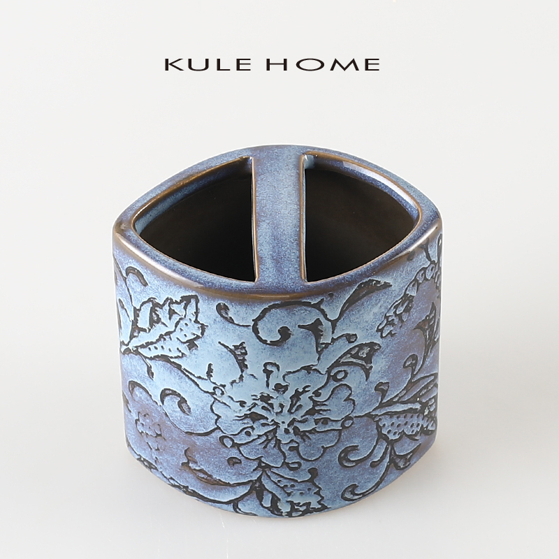 KULE HOME笔筒摆件创意家居书房陶瓷摆设办公室桌面装饰品礼物-图1