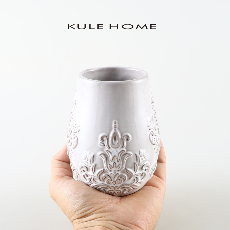 KULE HOME 陶瓷创意复古刷牙杯子洗漱杯情侣漱口杯酒店民宿牙缸杯