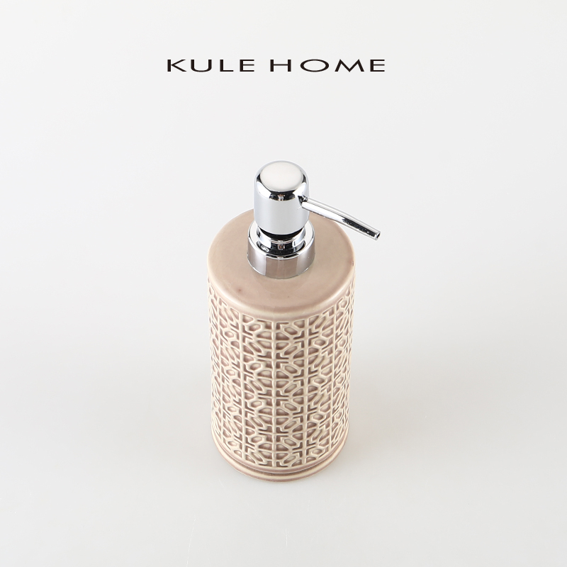 KULE HOME皂液器简约陶瓷洗手液瓶按压创意酒店宾馆乳液器分装瓶-图1