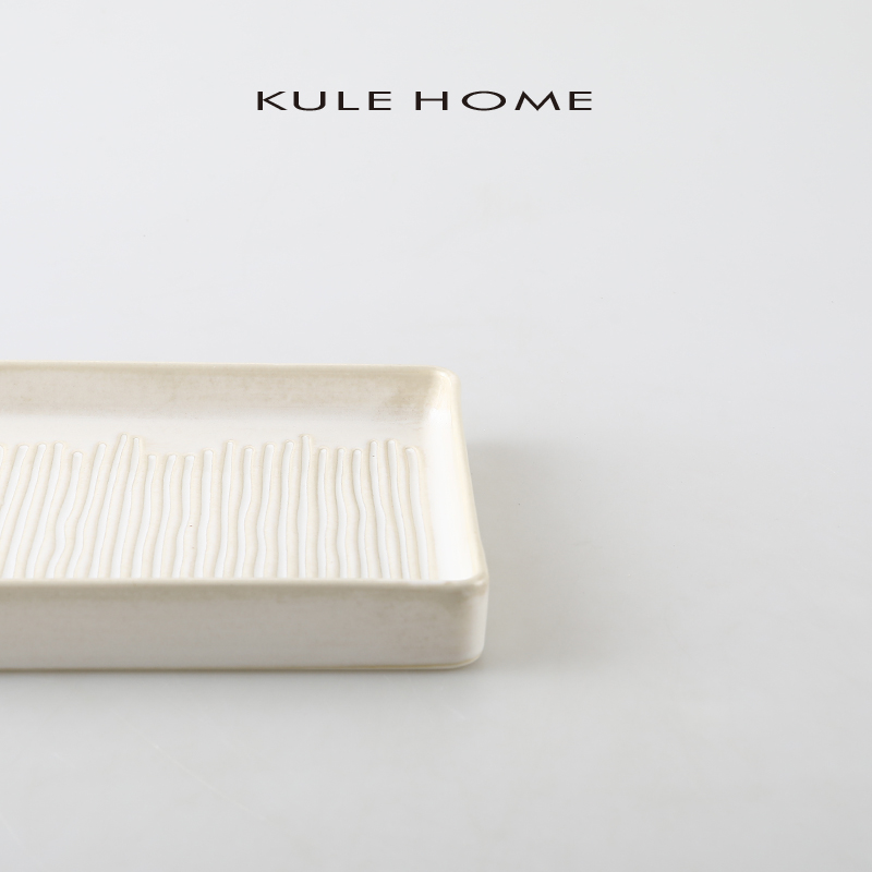 KULE HOME 陶瓷托盘收纳盘方盘茶盘水果盘日式商用盘复古家用盘子 - 图2