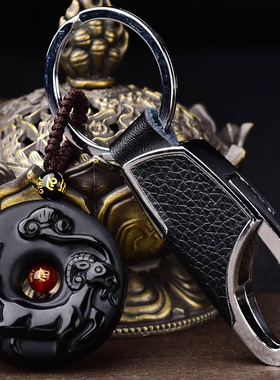 羊财满贯吊坠黑曜石属马人2026年吉祥物男女生肖马佩戴挂件