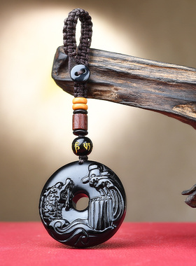 祥安灵阁鳌笔点睛吊坠黑曜石属狗人2026年吉祥物男女生肖狗挂件