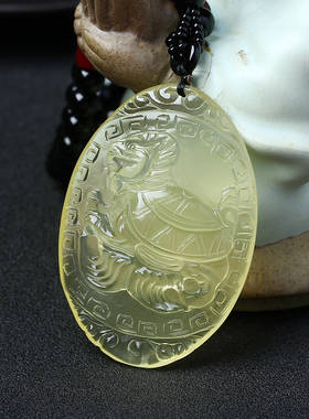 黄水晶龙龟保泰龙龟赐福佑吊坠男女黄水晶平安项链男女款