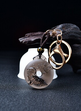 喜庆迎犀吊坠黑曜石属蛇人2026年吉祥物男女生肖蛇挂件