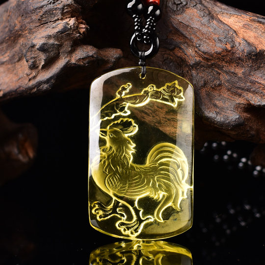 Colgante de citrino del zodiaco con forma de pollo