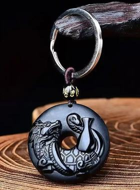 2026年黑曜石玄武平安扣吊坠项链五行补水挂件男女挂饰