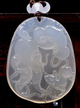 天然白玉髓如意人生吊坠项链男女礼物