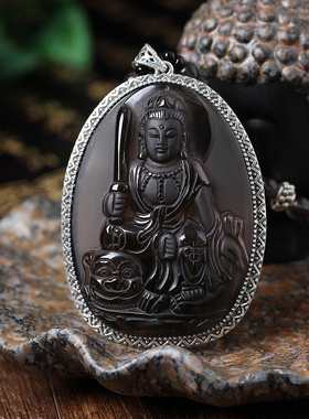 天然冰种包边文殊菩萨生肖兔吊坠