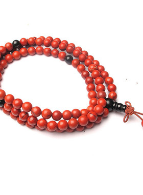 红竹石108粒男女款可结佛珠手链