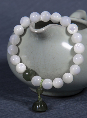 珍珠母贝螺钿和田玉手链念珠手串