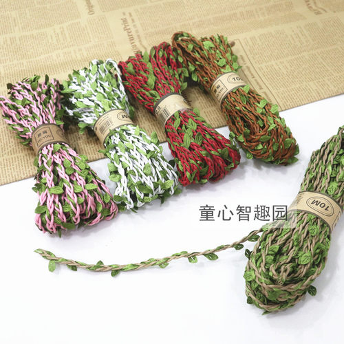 仿真绿色藤条吊饰 绿树叶麻绳手工DIY装饰柳条幼儿园环境装饰挂绳 - 图0