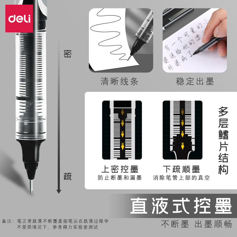 Deli gel pen quick drying large capacity 0.5 bullet tip