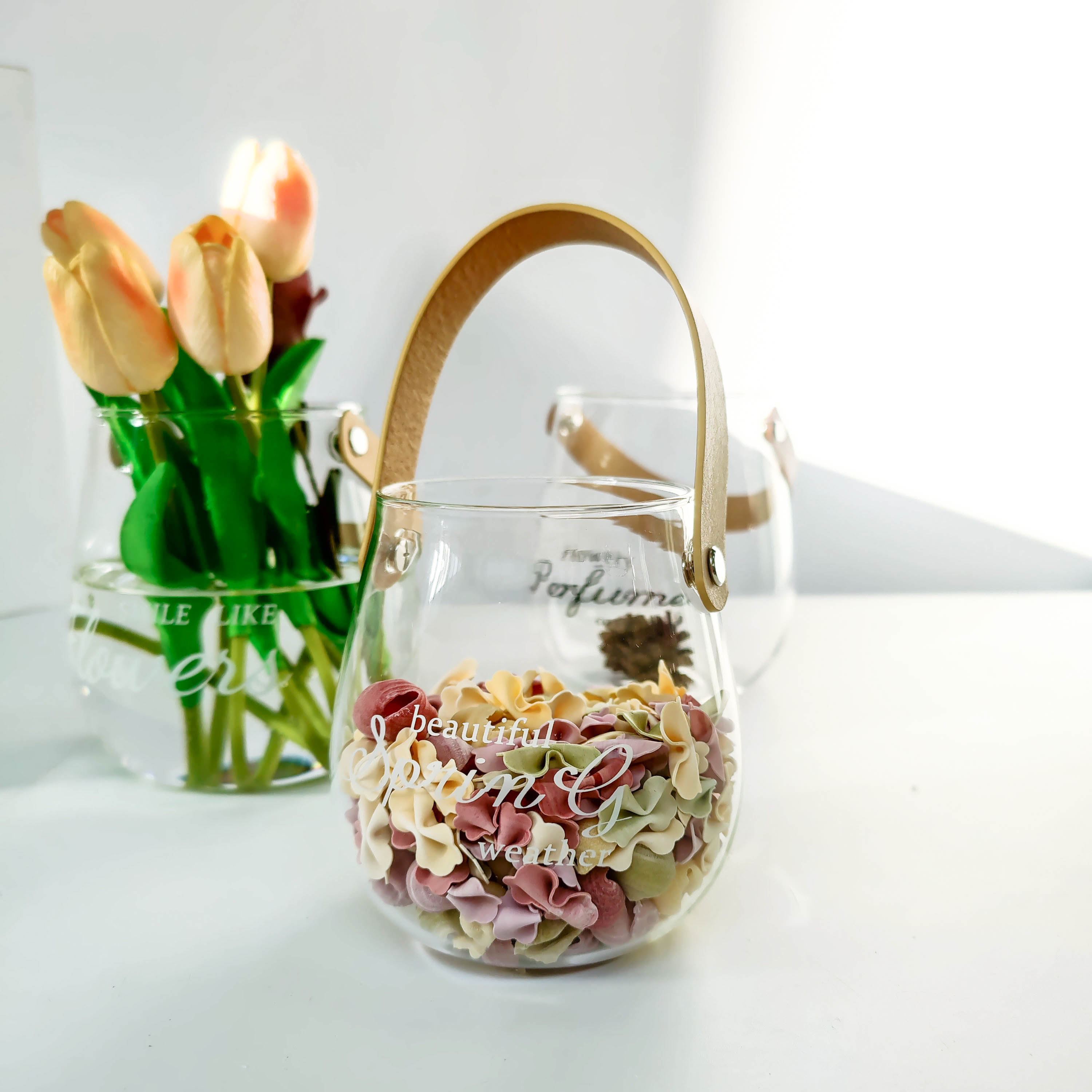 Ins北欧玻璃提手花瓶插花 新人首单立减十元 22年6月 淘宝海外