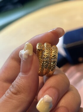 女镀金spiga系列弹力戒指中古风