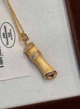 纯银竹节拉丝上上签项链