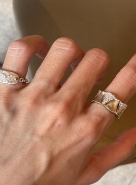 女925银中古盾牌尾戒戒指