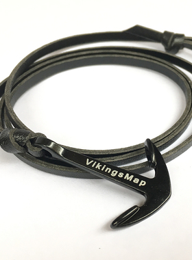 情侣黑色船锚双层可调节长度手链