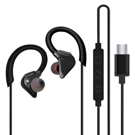 1.5米3米长线主播监听耳机type C口圆头手机电脑通用高音质挂耳式