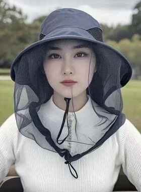 夏季户外防晒防蚊透气大檐渔夫帽