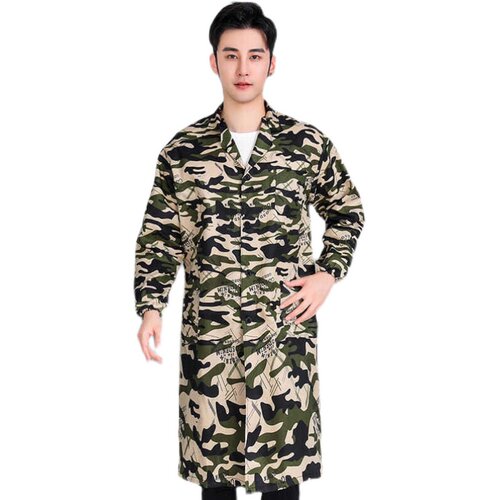 长袖干活穿蓝大褂防尘迷彩工作服男女可穿防污耐脏搬运护新衣长款 - 图3