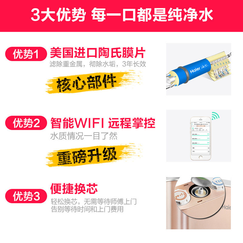  haier海尔圆申顺净水器