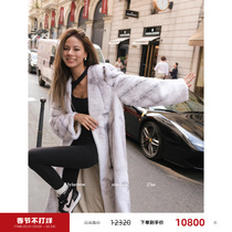 Aying One to see the love of the bell Imports of purple Peume Goose Down Cross Mink Whole Mink Fur Coat Fur Coat Grass Jacket Woman