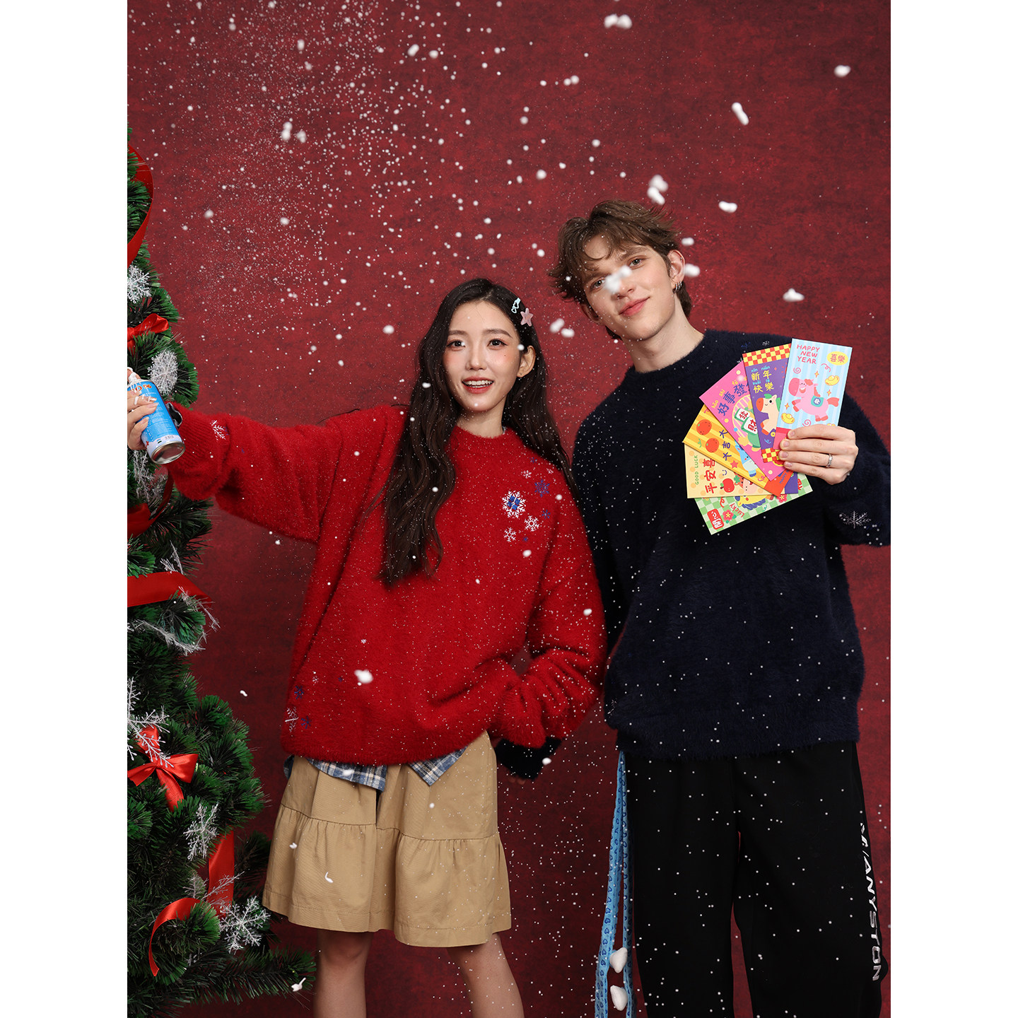 MANYSTON美式雪花刺绣圆领毛衣男款冬季情侣百搭松弛感针织衫上衣,淘宝优惠券,粉丝福利购,淘宝优惠卷