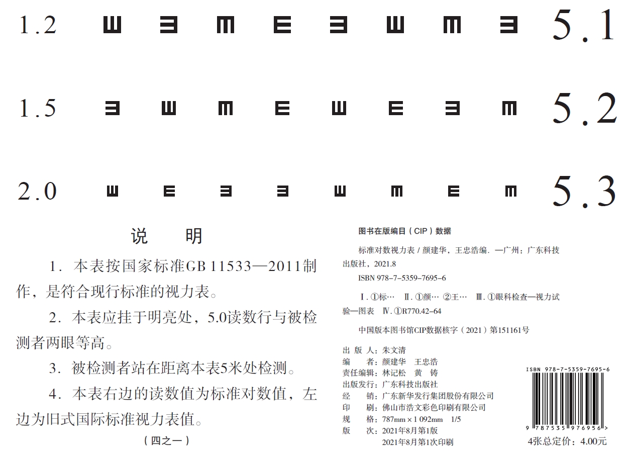 【一款内含四张视力表】标准对数视力表 儿童视力表国际标准家用医院专用标准对数视力表测近视测视力测远视 成人儿童视力表挂图 - 图0