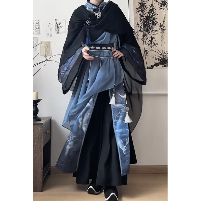 祈风新中式古风褂裙改良江湖侠客武侠风汉服男女套装汉元素国风 - 图1