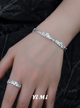 YiMi亦米原创高级感软萌卡通猫咪手镯小众轻奢金属慵懒风新款手环