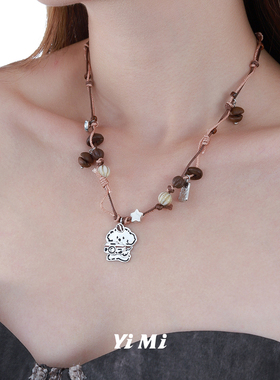 YiMi亦米原创可爱宠物心语系列手工编织项链复古雅丹风新款锁骨链