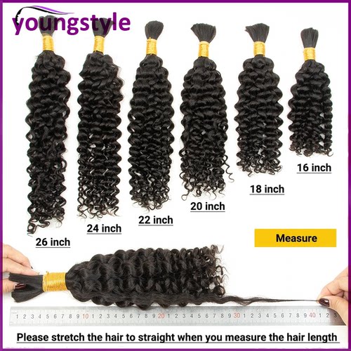 Deep wave no weft human hair extensions bulk for braiding - 图3