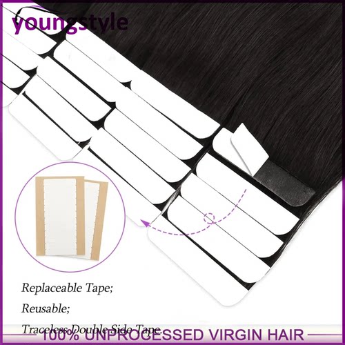 Peruvian Human Hair Tape In Straight Human Hair Extensions - 图1