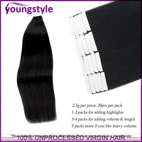 Peruvian Human Hair Tape In Straight Human Hair Extensions - 图2