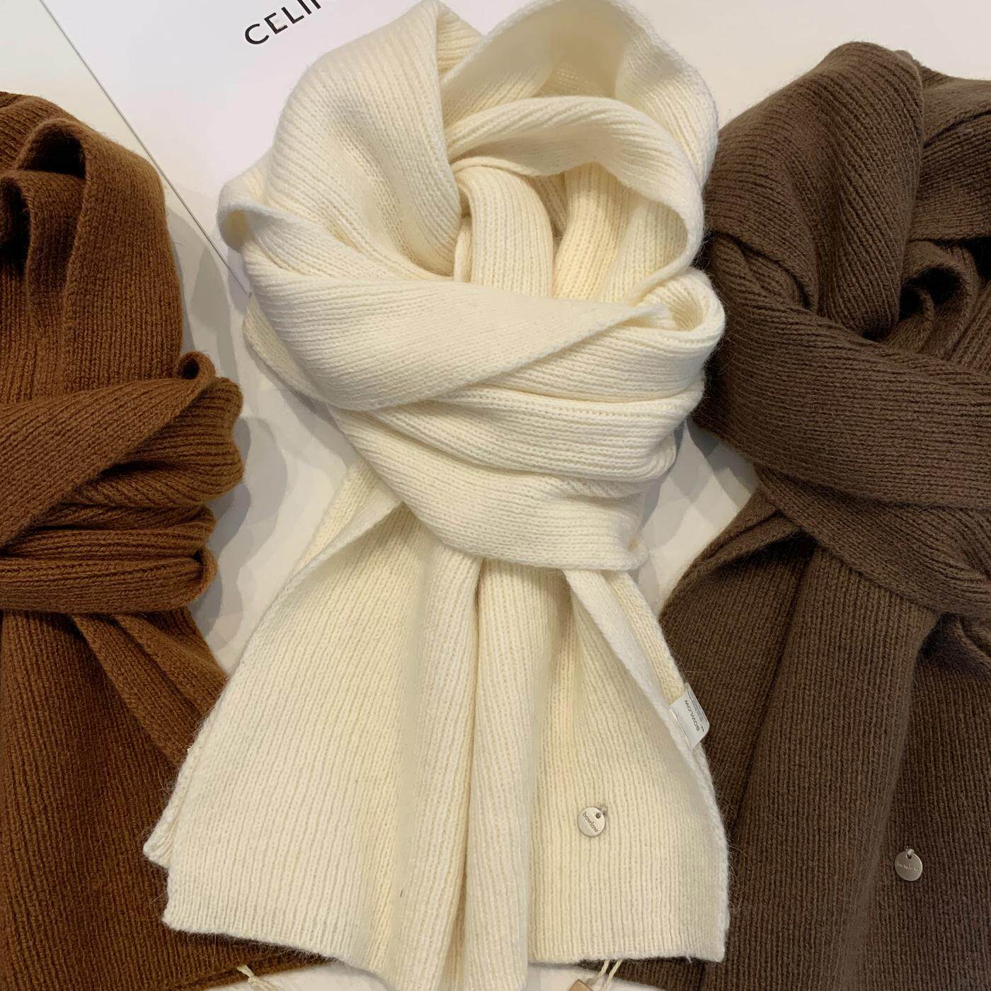 加厚兔绒混纺围巾女秋冬季2025新款韩版时尚洋气百搭软糯情侣围脖 - 图2