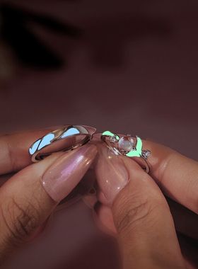 鲸生有你情侣戒指925纯银简约